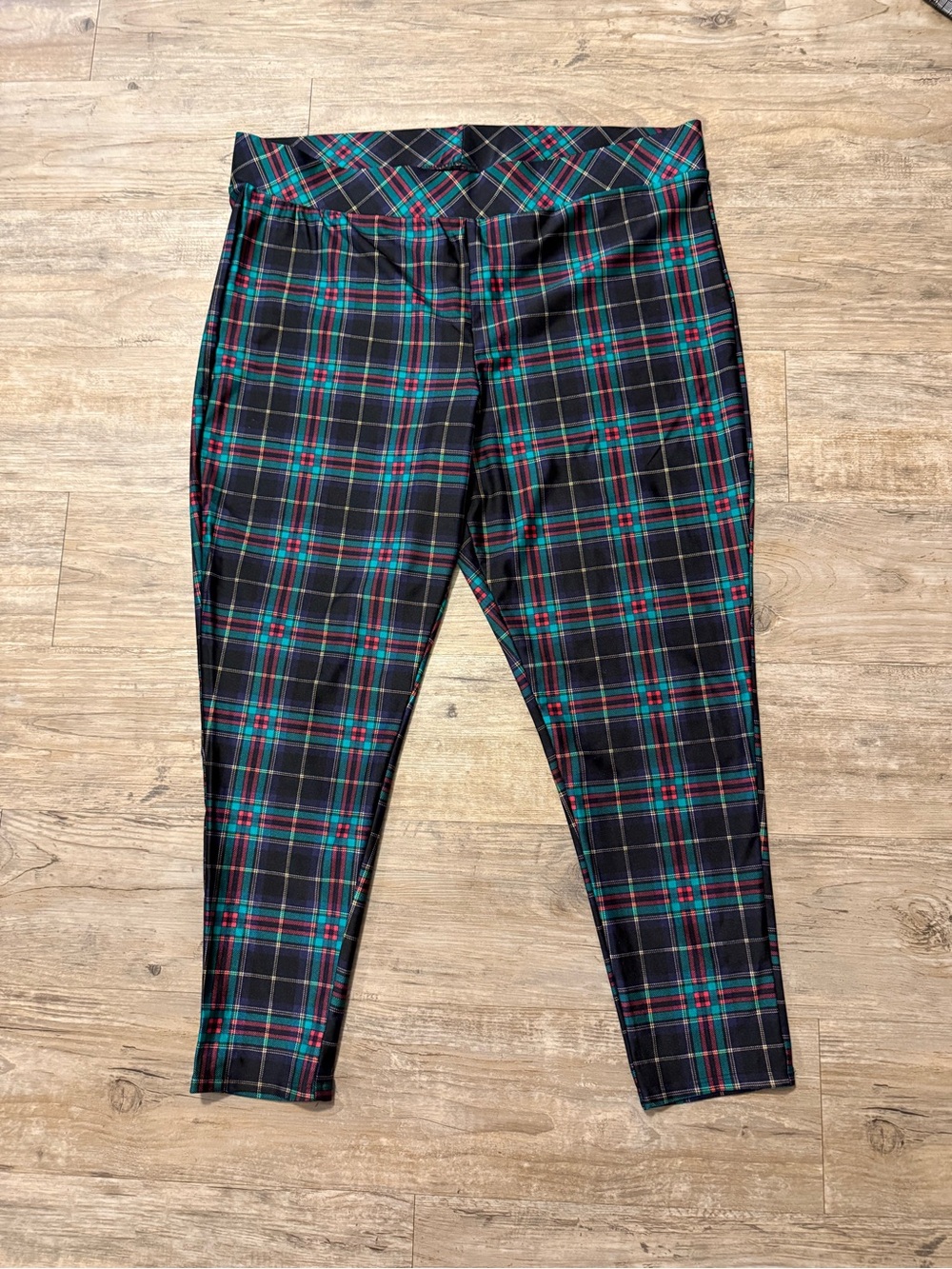 Torrid Black and Green Plaid Leggings